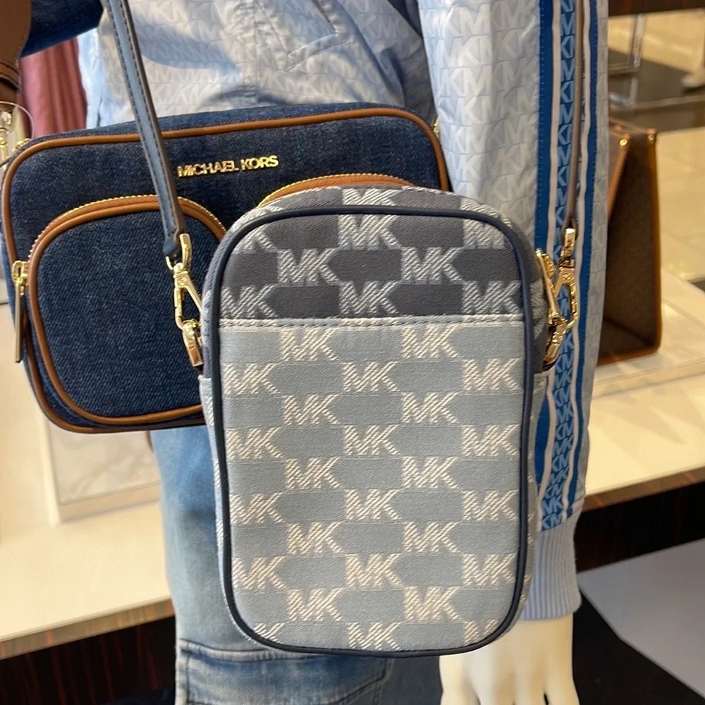 Michael Kors Sloan Editor Small Phone Logo Jacquard Crossbody Butter Multi